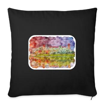 Krakau Polen Aquarellskizze Gezeichnete Illustration - Sofakissenbezug 45 x 45 cm - Schwarz - Vorne