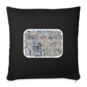 Bruges Belgium Watercolor Sketch Drawn Illustratio - Sofa pillowcase 17,3'' x 17,3'' (45 x 45 cm) - black - Front