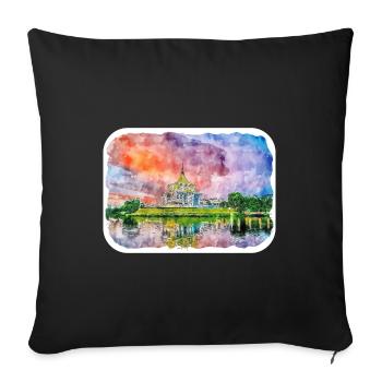 Malaisie Aquarelle Esquisse Dessinée à la Main Illustration - Housse de coussin décorative 45 x 45 cm - noir - Devant
