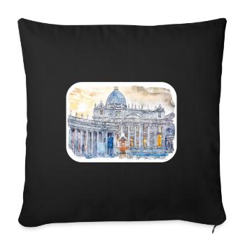 italie croquis aquarelle illustration dessinée à la main - Housse de coussin décorative 45 x 45 cm - noir - Devant