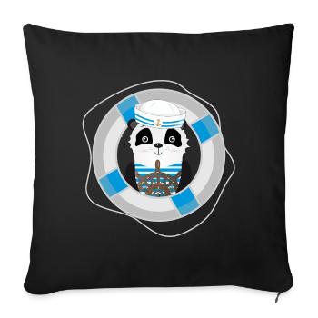 cute panda as a sailor in a navy look - Sofa pillowcase 17,3'' x 17,3'' (45 x 45 cm) - black - Front