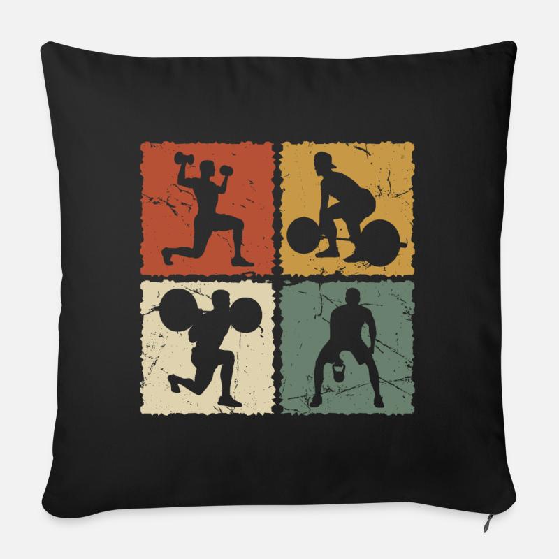 Fitness Vintage - Sofakissenbezug 45 x 45 cm - Schwarz