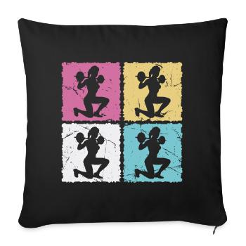 Woman at the dumbbell workout in the gym - Sofa pillowcase 17,3'' x 17,3'' (45 x 45 cm) - black - Front