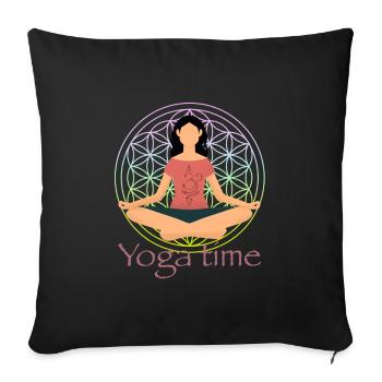 Yoga Time Mandala Zen - Sofa pillowcase 17,3'' x 17,3'' (45 x 45 cm) - black - Front