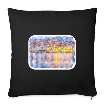 Porto Portugal Watercolor Sketch Drawn Illustratio - Sofa pillowcase 17,3'' x 17,3'' (45 x 45 cm) - black - Front