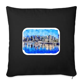 Vancouver Canada Aquarelle Esquisse Dessinée Illustrat - Housse de coussin décorative 45 x 45 cm - noir - Devant