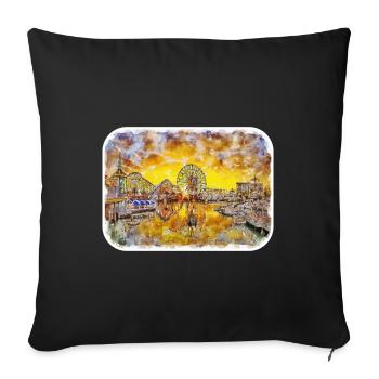 Illustration de croquis à l’aquarelle de Californie usa - Housse de coussin décorative 45 x 45 cm - noir - Devant