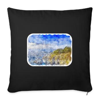 Illustration de croquis à l’aquarelle de Californie usa - Housse de coussin décorative 45 x 45 cm - noir - Devant