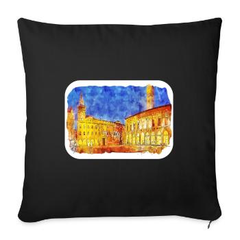 Bologna Italy Watercolor Sketch Drawn Illustration - Sofa pillowcase 17,3'' x 17,3'' (45 x 45 cm) - black - Front