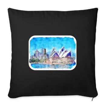 Sydney Australie Aquarelle Esquisse Dessinée Illustrat - Housse de coussin décorative 45 x 45 cm - noir - Devant