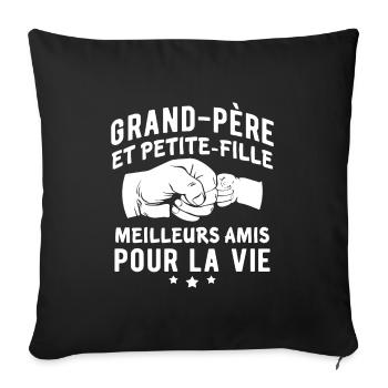 Grand-père et petite fille une équipe pour la vie - Housse de coussin décorative 45 x 45 cm - noir - Devant