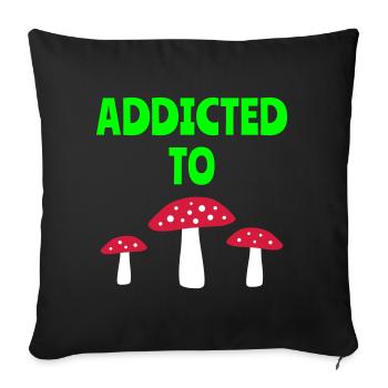 Addicted to fly agarics (three fly agarics) - Sofa pillowcase 17,3'' x 17,3'' (45 x 45 cm) - black - Front