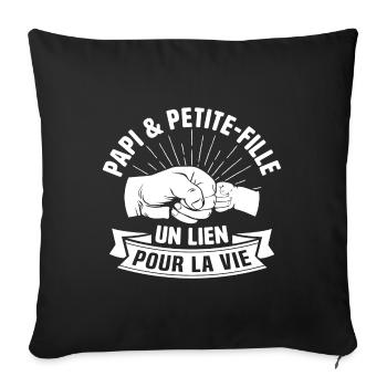 Papi et petite fille un lien pour la vie - Housse de coussin décorative 45 x 45 cm - noir - Devant