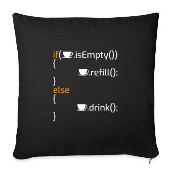 Lustiger Kaffeeprogrammier-Witz I - Sofakissenbezug 45 x 45 cm - Schwarz - Vorne