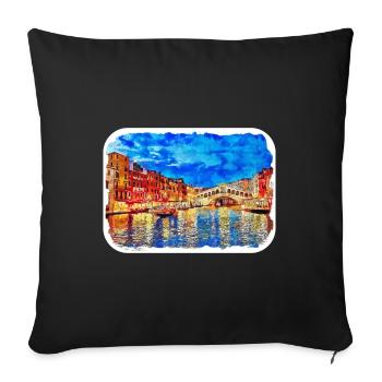 Florence Italie Aquarelle Esquisse Peinture Dessinée - Housse de coussin décorative 45 x 45 cm - noir - Devant