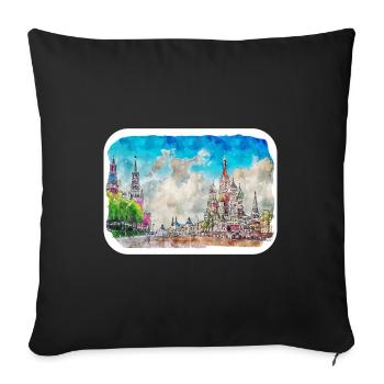 Moscow Russia Watercolor Sketch Drawn Painting - Sofa pillowcase 17,3'' x 17,3'' (45 x 45 cm) - black - Front