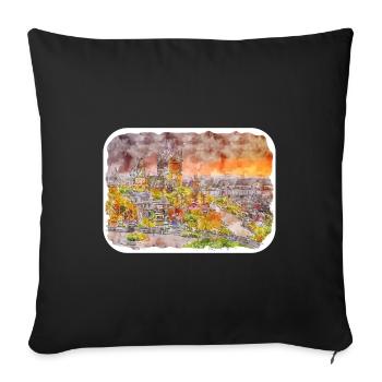 Quebec Kanada Aquarell Skizze gezeichnete Illustration - Sofakissenbezug 45 x 45 cm - Schwarz - Vorne