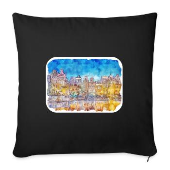 Bruges Belgium Watercolor Sketch Drawn Illustratio - Sofa pillowcase 17,3'' x 17,3'' (45 x 45 cm) - black - Front
