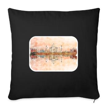 India Landmark Watercolor Sketch Paint Illustratio - Sofa pillowcase 17,3'' x 17,3'' (45 x 45 cm) - black - Front
