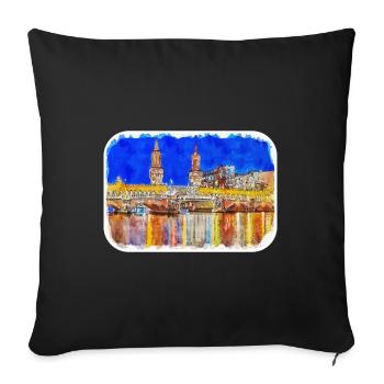 Berlin Allemagne Aquarelle Esquisse Dessinée Peinture - Housse de coussin décorative 45 x 45 cm - noir - Devant
