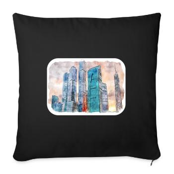 Moscow Russia Watercolor Sketch Illustration - Sofa pillowcase 17,3'' x 17,3'' (45 x 45 cm) - black - Front