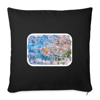 Autriche Aquarelle Esquisse Dessinée à la main Illustration - Housse de coussin décorative 45 x 45 cm - noir - Devant