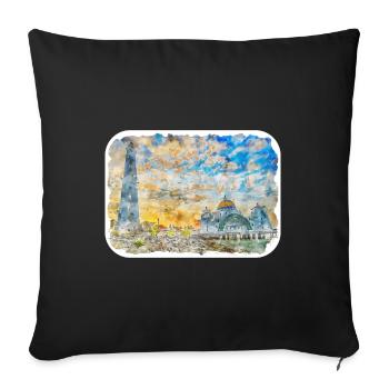 Malaisie Aquarelle Esquisse Dessinée à la Main Illustration - Housse de coussin décorative 45 x 45 cm - noir - Devant