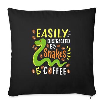 Files d’attente et café - Housse de coussin décorative 45 x 45 cm - noir - Devant