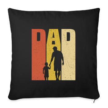 retro dad and son - Housse de coussin décorative 45 x 45 cm - noir - Devant