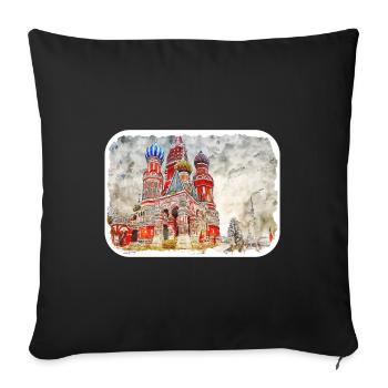 Moscow Russia Watercolor Sketch Drawn Drawing - Sofa pillowcase 17,3'' x 17,3'' (45 x 45 cm) - black - Front