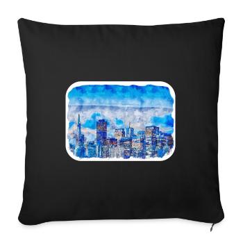 San Francisco Usa Watercolor Sketch Painting - Sofa pillowcase 17,3'' x 17,3'' (45 x 45 cm) - black - Front