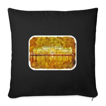 Vienna Austria Watercolor Sketch Illustration - Sofa pillowcase 17,3'' x 17,3'' (45 x 45 cm) - black - Front
