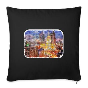 Moscow Russia Watercolor Sketch Illustration - Sofa pillowcase 17,3'' x 17,3'' (45 x 45 cm) - black - Front