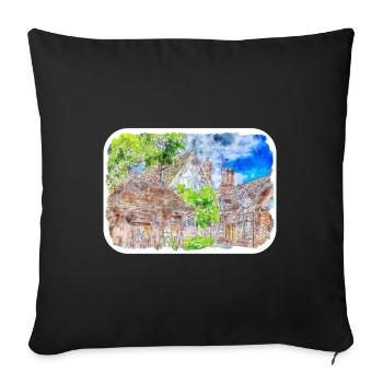 England UK Watercolor Sketch Drawn Illustration - Sofa pillowcase 17,3'' x 17,3'' (45 x 45 cm) - black - Front