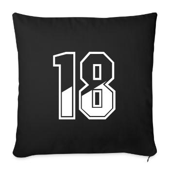 Maillot 18 ans numéro 18 T-shirt numéro 18 - Housse de coussin décorative 45 x 45 cm - noir - Devant