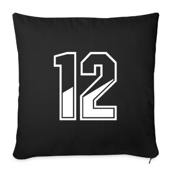 12 years jersey number 12 T-shirt number 12 - Sofa pillowcase 17,3'' x 17,3'' (45 x 45 cm) - black - Front