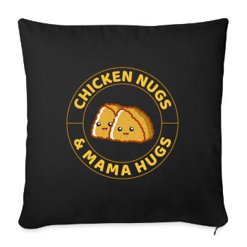 Nugs de poulet et mama Hugs Fast Food Dicton drôle - Housse de coussin décorative 45 x 45 cm - noir - Devant
