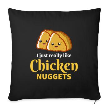 Chicken Nugget Fast Food Dicton drôle - Housse de coussin décorative 45 x 45 cm - noir - Devant