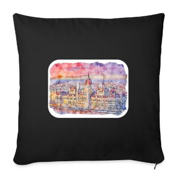 Budapest Aquarellskizze Handgezeichnete Illustration - Sofakissenbezug 45 x 45 cm - Schwarz - Vorne