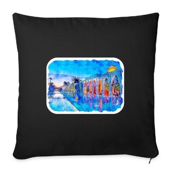 Marrakesch Marokko Aquarell Skizze Zeichnung Zeichnung - Sofakissenbezug 45 x 45 cm - Schwarz - Vorne