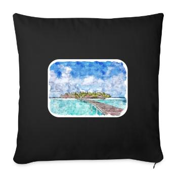 Maldives Watercolor Sketch Hand Drawn Illustration - Sofa pillowcase 17,3'' x 17,3'' (45 x 45 cm) - black - Front
