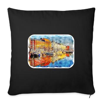 Helsinki Finnland Aquarell Skizze Illustration - Sofakissenbezug 45 x 45 cm - Schwarz - Vorne