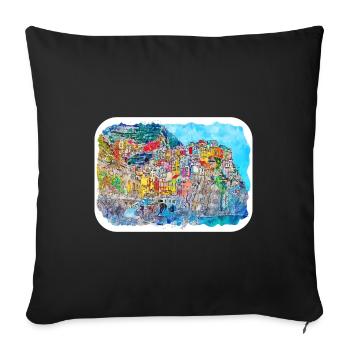 Italy Watercolor Sketch Hand Drawn Illustration - Sofa pillowcase 17,3'' x 17,3'' (45 x 45 cm) - black - Front