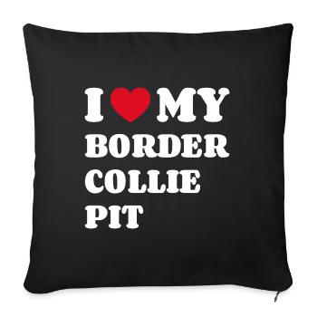 J’adore mon Border Collie Pit - Housse de coussin décorative 45 x 45 cm - noir - Devant