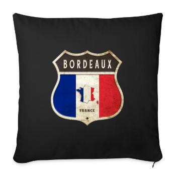 Bordeaux France Armoiries Drapeaux Design - Housse de coussin décorative 45 x 45 cm - noir - Devant