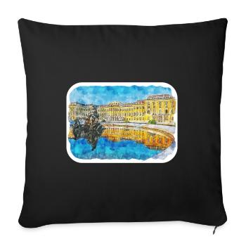 Vienna Austria Watercolor Sketch Painting - Sofa pillowcase 17,3'' x 17,3'' (45 x 45 cm) - black - Front