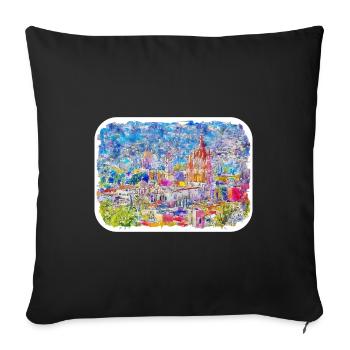 San Miguel De Allende Mexique Aquarelle Esquisse Dra - Housse de coussin décorative 45 x 45 cm - noir - Devant