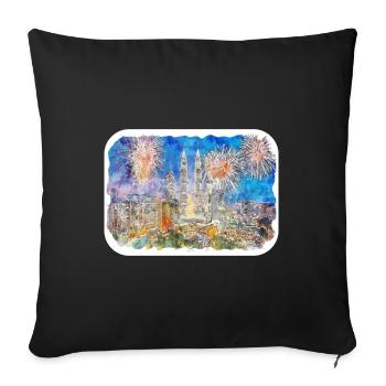 Malaisie Aquarelle Esquisse Dessinée à la Main Illustration - Housse de coussin décorative 45 x 45 cm - noir - Devant