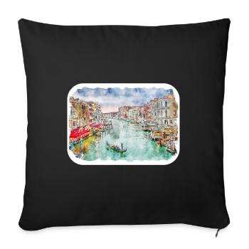 Italy Watercolor Sketch Hand Drawn Illustration - Sofa pillowcase 17,3'' x 17,3'' (45 x 45 cm) - black - Front