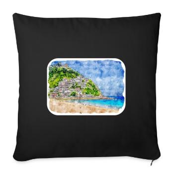 San Sebastian Croatia Watercolor Sketch Drawn Illu - Sofa pillowcase 17,3'' x 17,3'' (45 x 45 cm) - black - Front